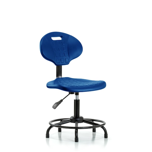 Erie Poly Chair, Desk, Round Tube Base, Glides, Blue