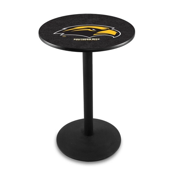 42" Blk Wrinkle Southern Miss Pub Table, 36" dia. Top