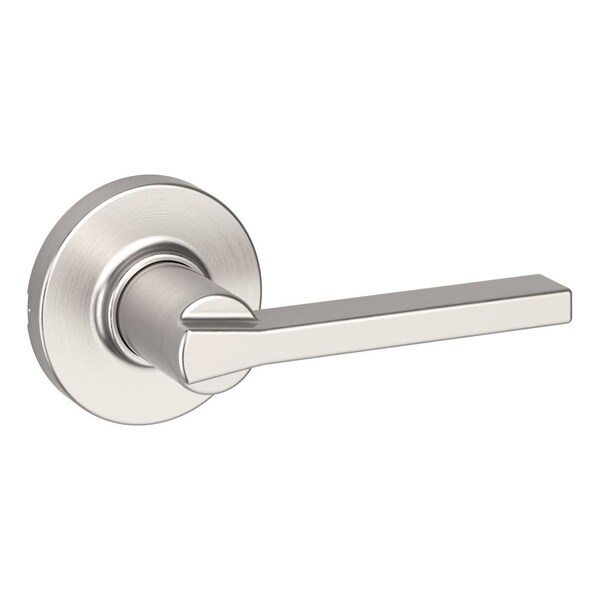 Casey Lever with Round Rose Passage Door Lock with 6AL Latch and RCS Strike Satin Nickel Finish