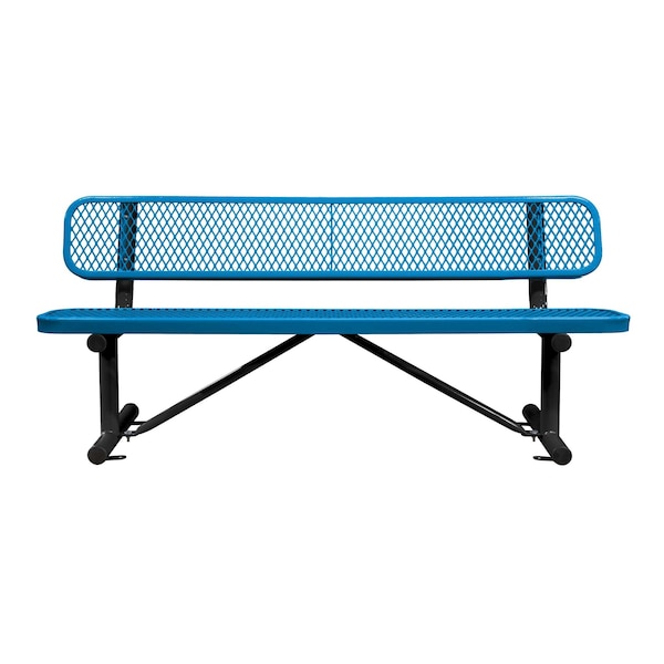 Bench/Back, Surface Mount, 6ft., Blue