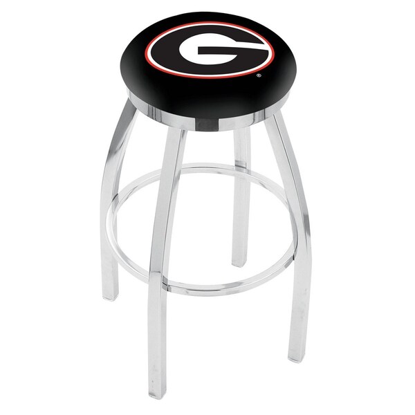 25" Chrome Georgia "G" Swivel Bar Stool, Accent Ring