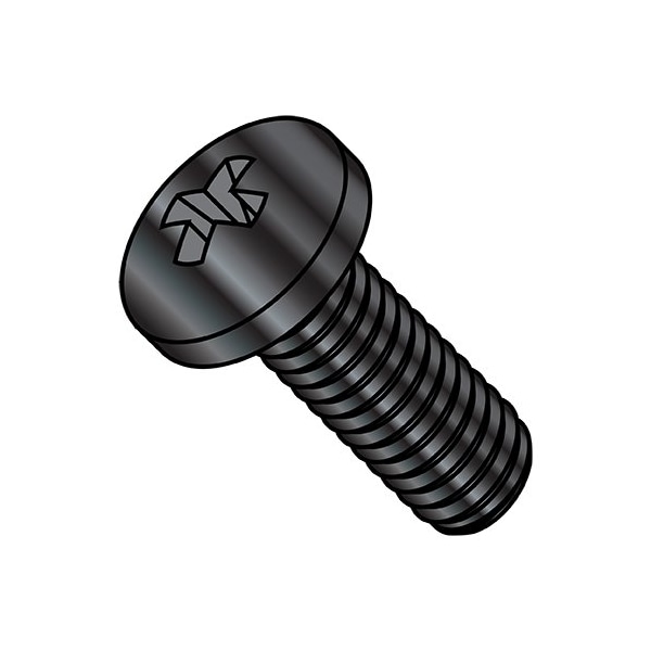 M3.5-0.60 x 20 mm Phillips Pan Machine Screw, Black Oxide Steel, 2000 PK
