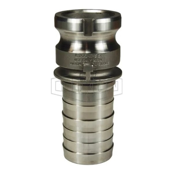 Vent-Lock Type E Cam and Groove Adapter, 2 in, Male Adapter x Hose Shank, 316 SSss Steel