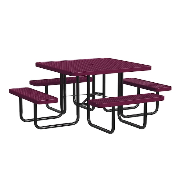 Square Picnic Table, Burgundy, Surface Mount, 46 in