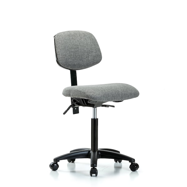 Chair, Fabric, Med Bench, Casters, Gry, No Arms, 22" to 29" Height, Gray