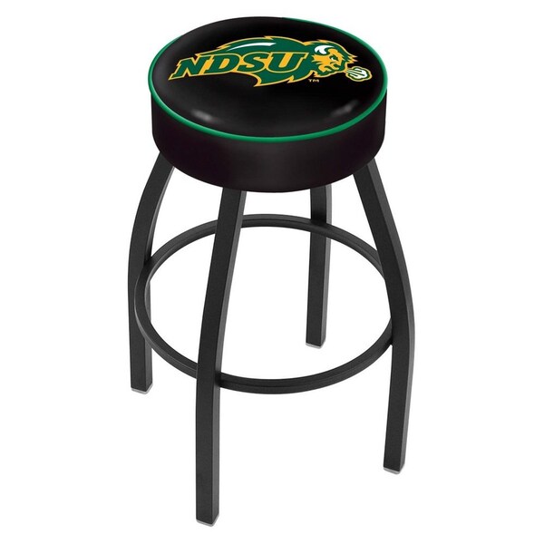 25" North Dakota State Cushion Seat, Blk Wrinkle Base Swivel Bar Stool