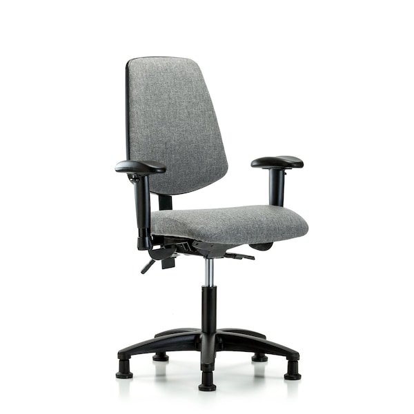 Desk Chair Fab Desk Chair, Med, Bk, AA, Glides, Gry, Adjustable Arms, 19" to 24" Height, Fabric, Grey