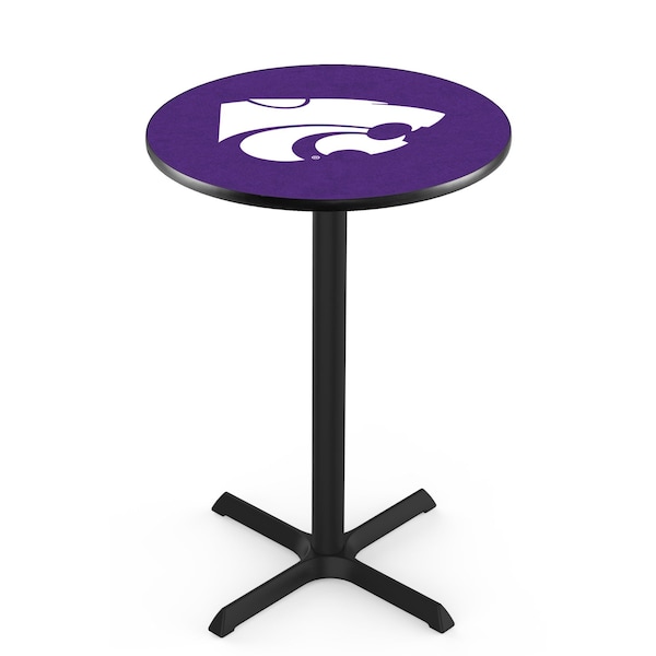 42" Blk Wrinkle Kansas State Pub Table, 36" dia. Top