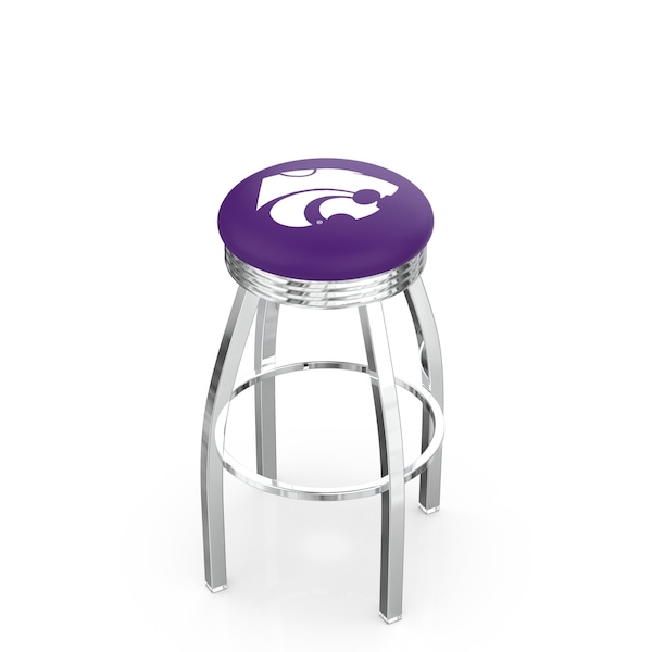 25" Chrome Kansas State Swivel Bar Stool, Accent Ring