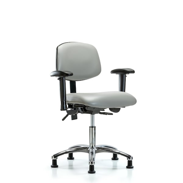 Desk Chair Desk Chair, Vinyl, Chr Tilt AA Glides, Dov, Adjustable Arms, 18" to 23" Height, Vinyl, Dove