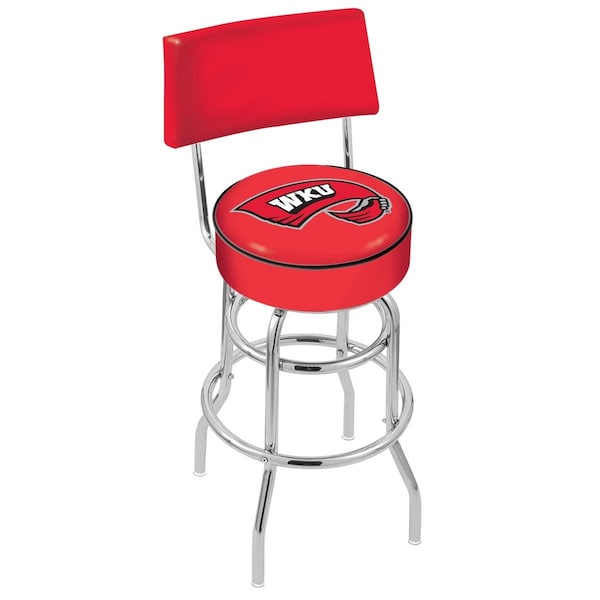 25" Chrome 2-Ring Western Kentucky Swivel Bar Stool, Back