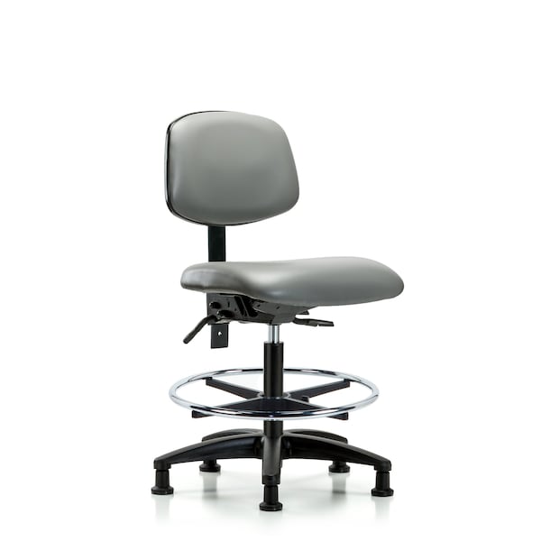 Vinyl Chair, Med Bench, Tilt, Foot Ring, Glides, Sterling