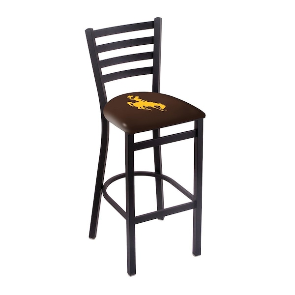 25" Blk Wrinkle Wyoming Stationary Counter Stool, Ladder Back