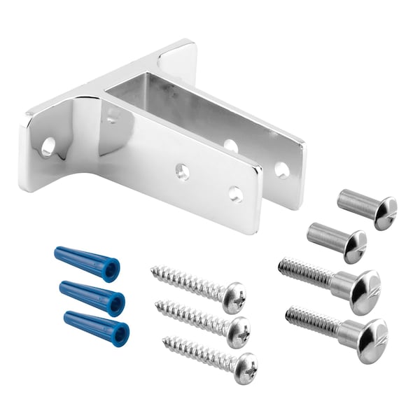 Two Ear Wall Bracket, For 1 in. Panels, Zinc Alloy, Chrome Plated Single Pack