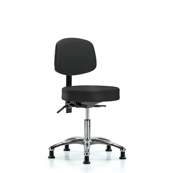 Desk Stool, Vin, Chrome, Tilt, Glides, BLK