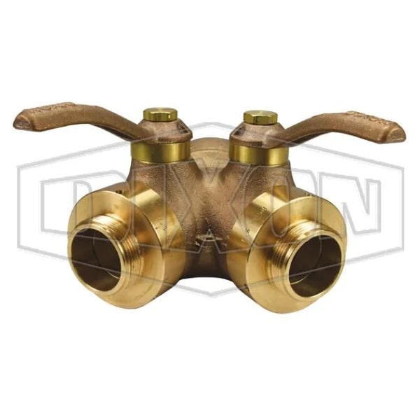 Ball Wye Valve, 2-1/2 x 1-1/2 in, Female NST NH x MNPSH, Brass Body