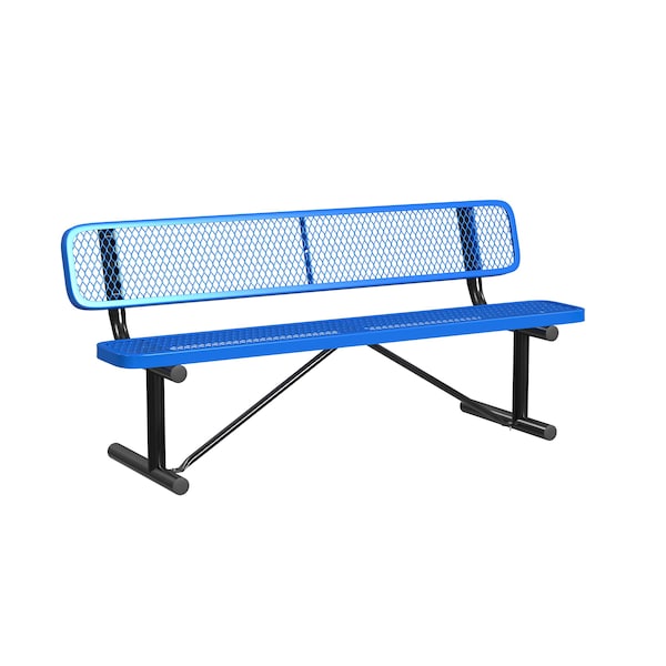Leisure Craft 6 FT Outdoor Bench with Back, Portable, Blue