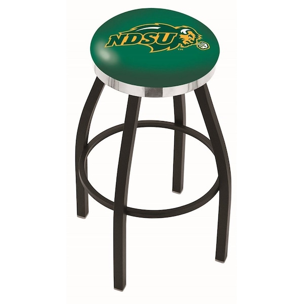 25" Blk Wrinkle North Dakota State Swivel Bar Stool, Chrome Ring