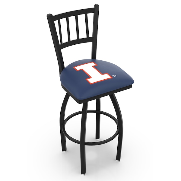 25" Blk Wrinkle Illinois Swivel Bar Stool, Jailhouse Back
