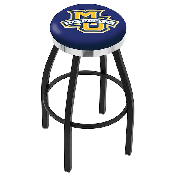 25" Blk Wrinkle Marquette Swivel Bar Stool, Chrome Ring