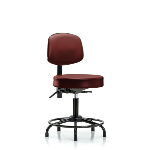 Vinyl Stool, Back, Desk, Round Tube Base, Tilt, Glides, Taupe