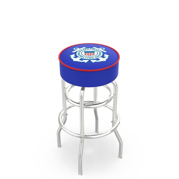 25" U.S. Coast Guard Cushion Seat, 2-Ring Chrome Swivel Bar Stool
