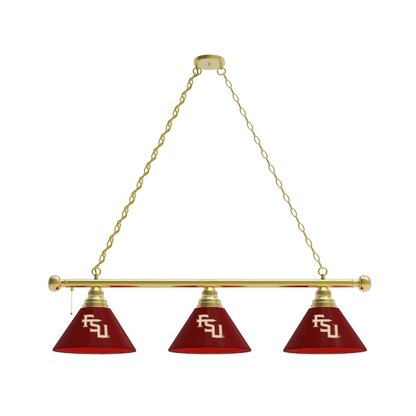 Florida State (Script) 3 Shade Billiard Light, Brass Fixture