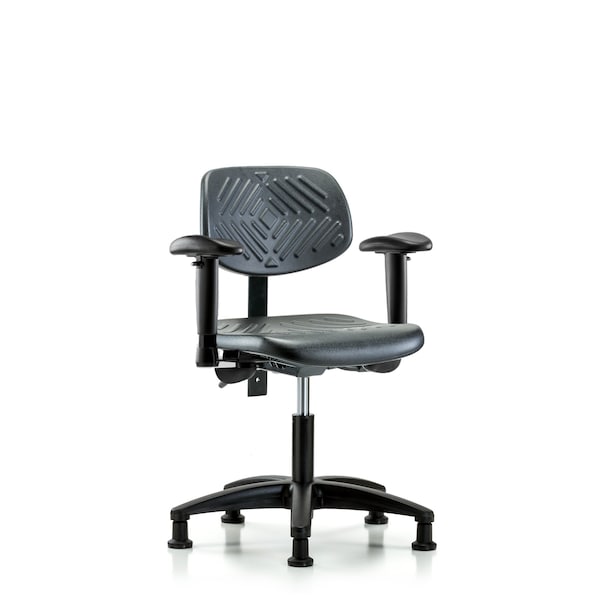 Desk Chair Desk Chair, Poly, Tilt Adj Arms Glides, Adjustable Arms, 17" to 22" Height, Black; Blue