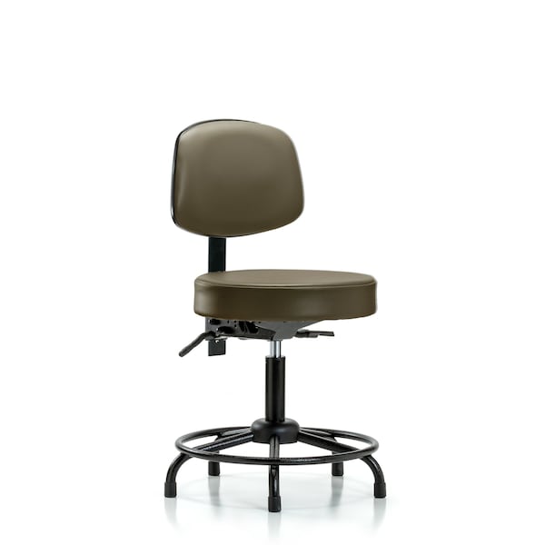 Vinyl Stool, Back, Desk, Round Tube Base, Tilt, Glides, Royal
