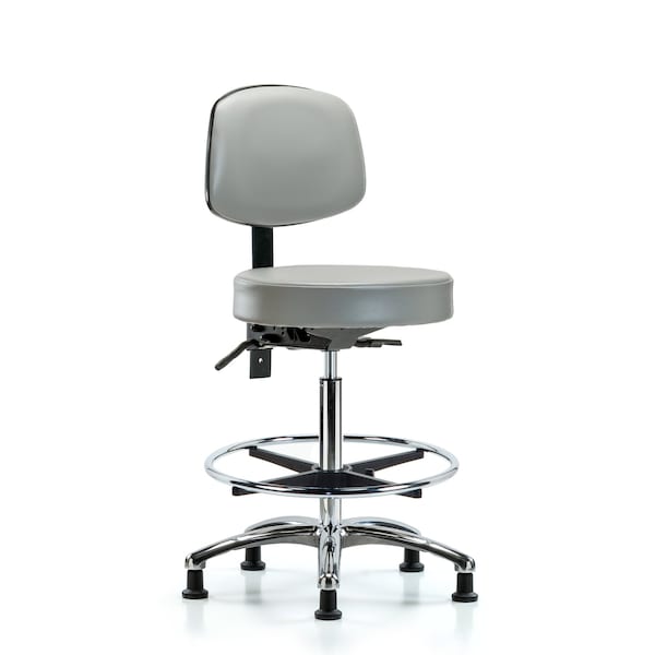 Ben Stool, Hi, Vin, Bk, Chrome, CF, Glides, Dov