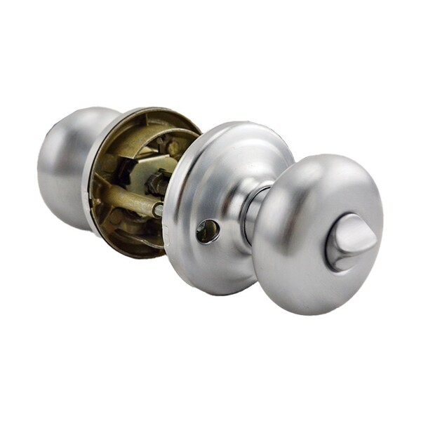 Hancock Knob Entry Door Lock SmartKey with New Chassis with 6AL Latch, RCS Strike Satin Chrome Finish