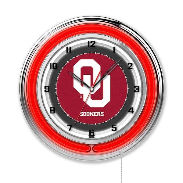 Oklahoma University Double Neon 19" Clock