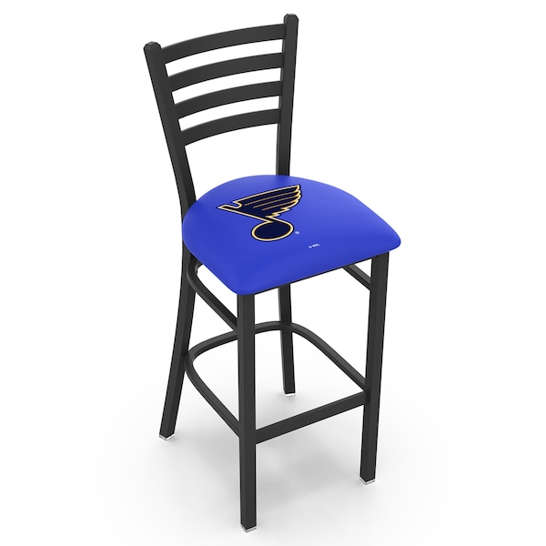 25" Blk Wrinkle St Louis Blues Stationary Counter Stool, Ladder Back