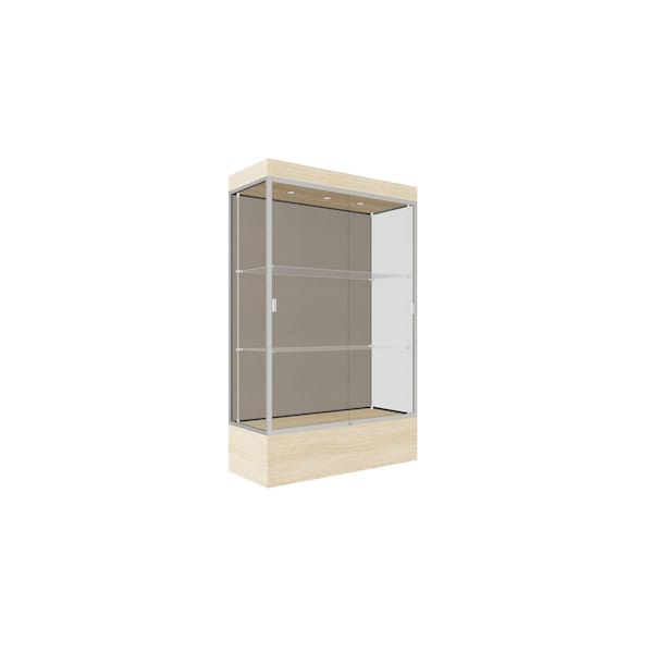 Lighted Floor Display Case 48x76x20, 12" Base, Satin