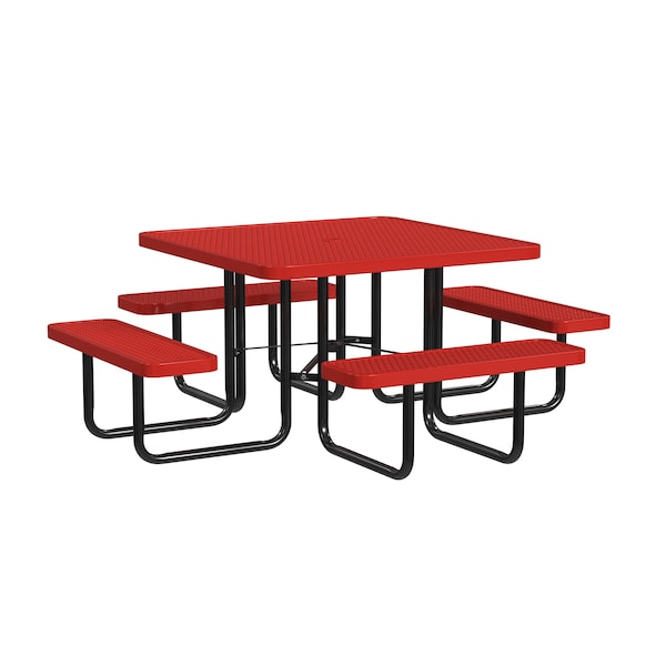 Square Portable Picnic Table, Red, 46 in L