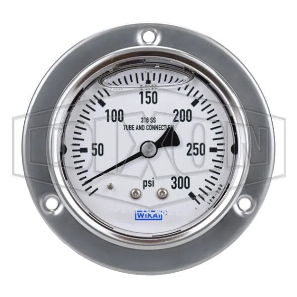 Panel Builder Gauge, 0 to 300 psi, 1/4 in Connection, 2-1/2 in Dial, +/- 2-1-2 %, Glycerin Liquid Fi