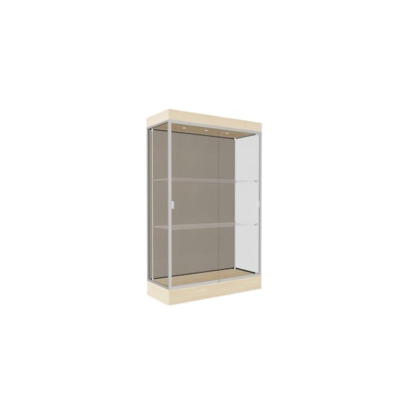Lighted Floor Display Case 48x76x20, 6" Base, Satin