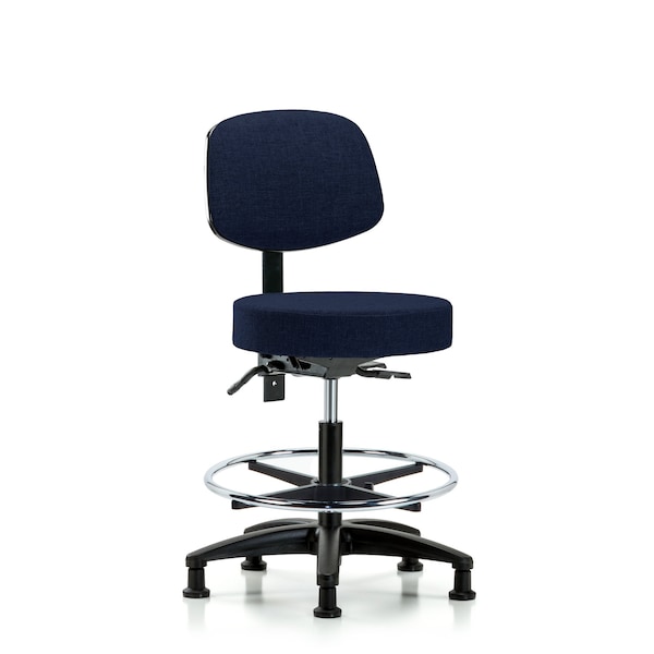 Bech Stool, Med, Fab, Bk, Tilt, CF, Gld, Nav