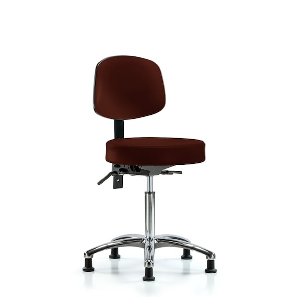 Vin Stool with Back Chr-Medium Bench Ht with Seat Tilt and Stationary Glides in Burg Trailblazer Vin