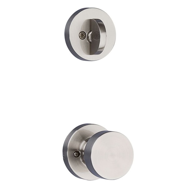 Pismo Knob with Round Rose Interior Single Cylinder Handleset Trim Satin Nickel Finish