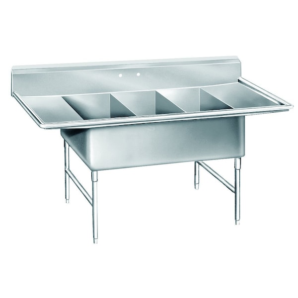 Super Size Fabricated Sink 3-compartment with left & right-hand drainboards