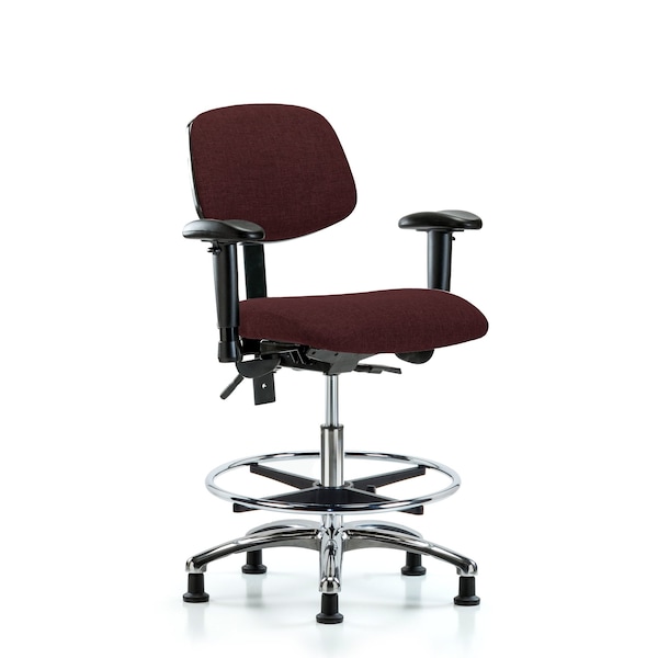 Chair, Fab, Med Bench, Chr AA CF Glides, Bur, 6-Way Adjustable, 22" to 29" Height, Burgundy