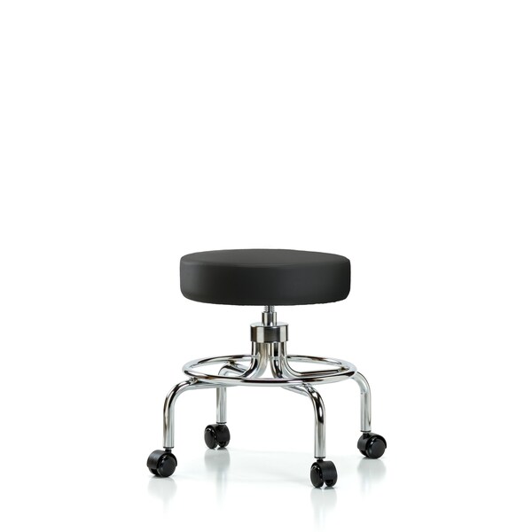 Screw-Lift Stool, Vinyl, CR, Casters, Blk