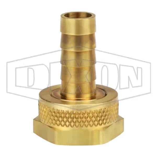 Standard Shank Garden Hose Thread Female Fitting with Swivel Nut, 3/4 x 1/2 in Nominal, Brass, Domes