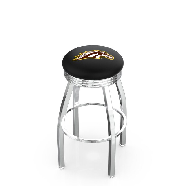 25" Chrome Western Michigan Swivel Bar Stool, Accent Ring