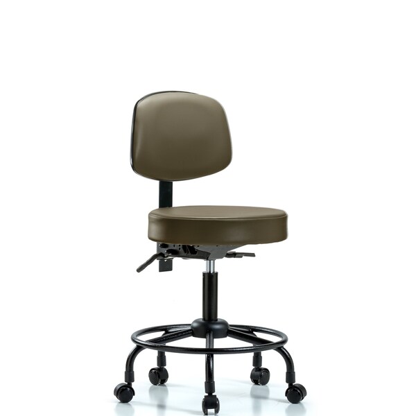 Vinyl Stool, Back, Desk, Round Tube Base, Casters, Royal