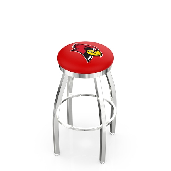 25" Chrome Illinois State Swivel Bar Stool, Accent Ring