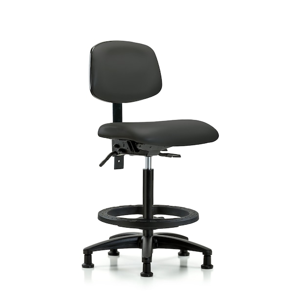 High Bench Chair Desk Chair, Vin, Chr Tilt AA Casters, Berry, No Arms, 26" to 35" Height, Vinyl
