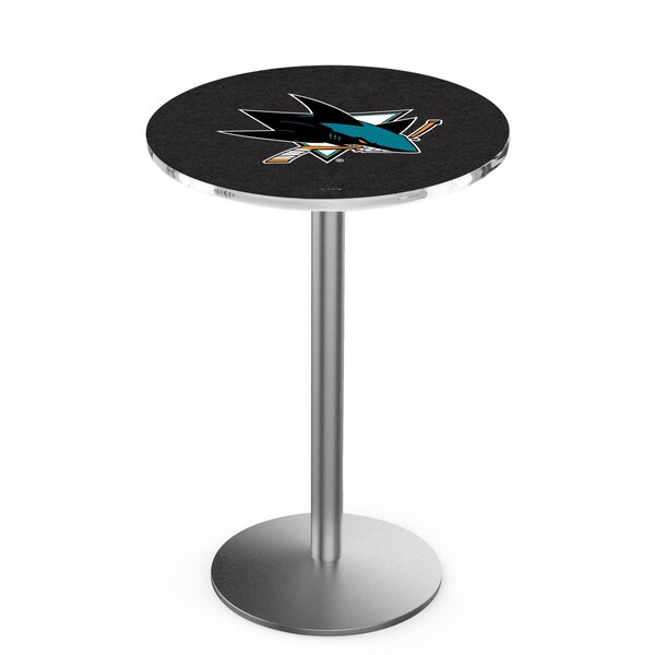 42" Stainless Steel San Jose Sharks Pub Table, 36" dia. Top