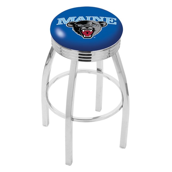 25" Chrome Maine Swivel Bar Stool, Accent Ring
